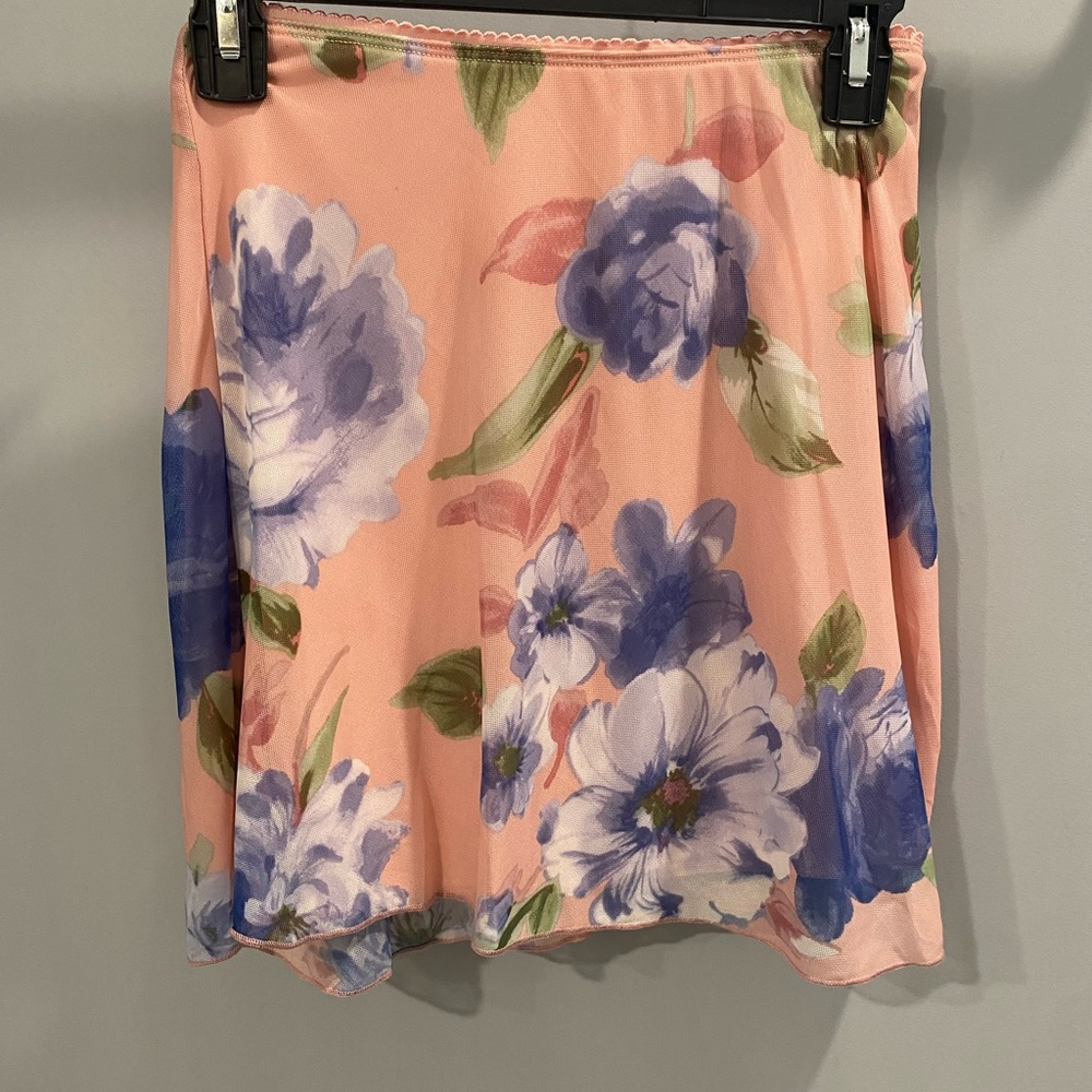 Altar'd State Peach and Blue Floral Mini Skirt